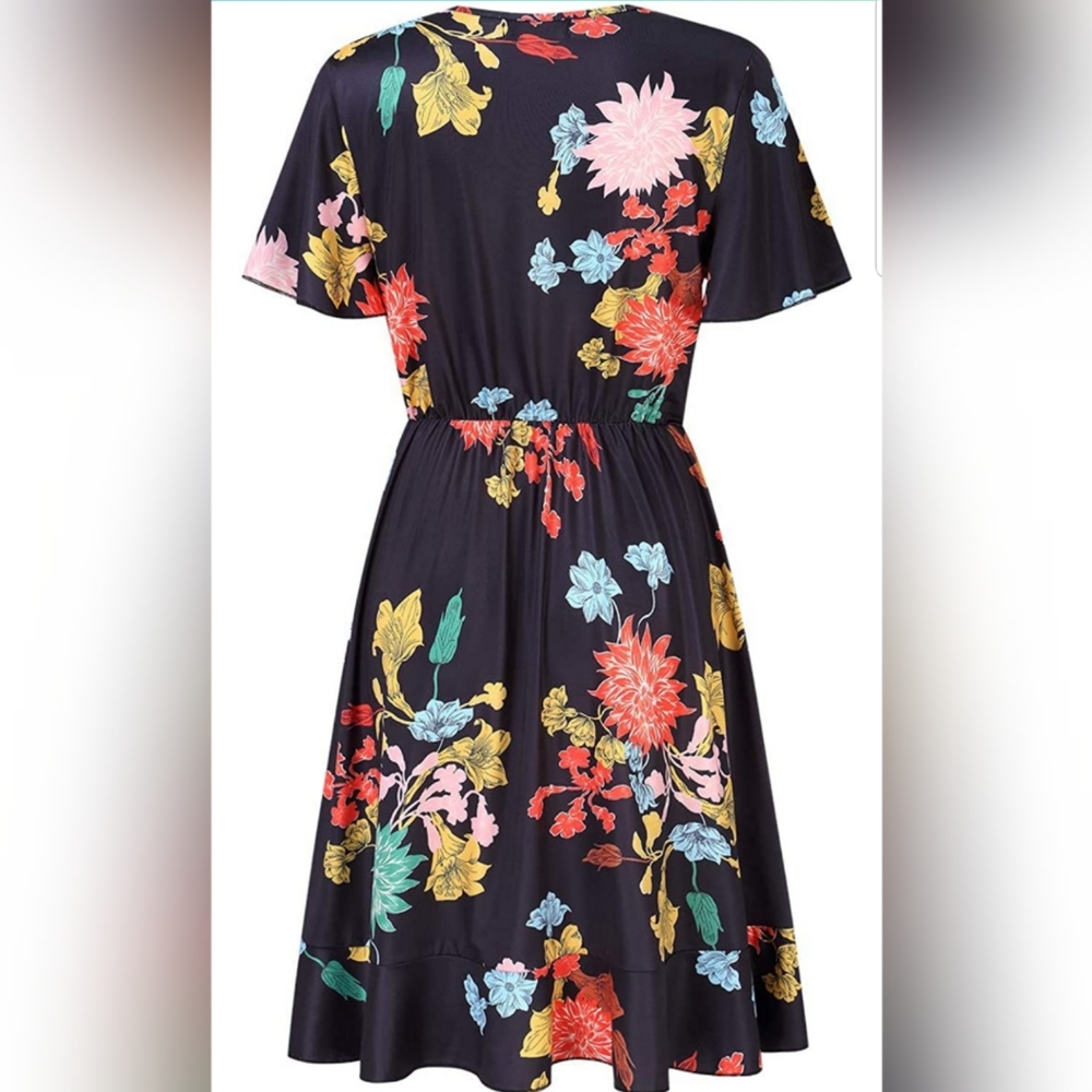 🌞Short Sleeve Ruffles Casual Dress - Picture 4 of 5